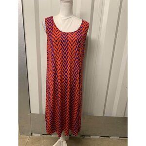 Ana & Kate Midi Dress Colorful Geometric Business Casual Orange Blue One Size